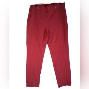 Rafaella Womens Red Stretchy Pull On Pants Size 12 Office Workwear Casual Party